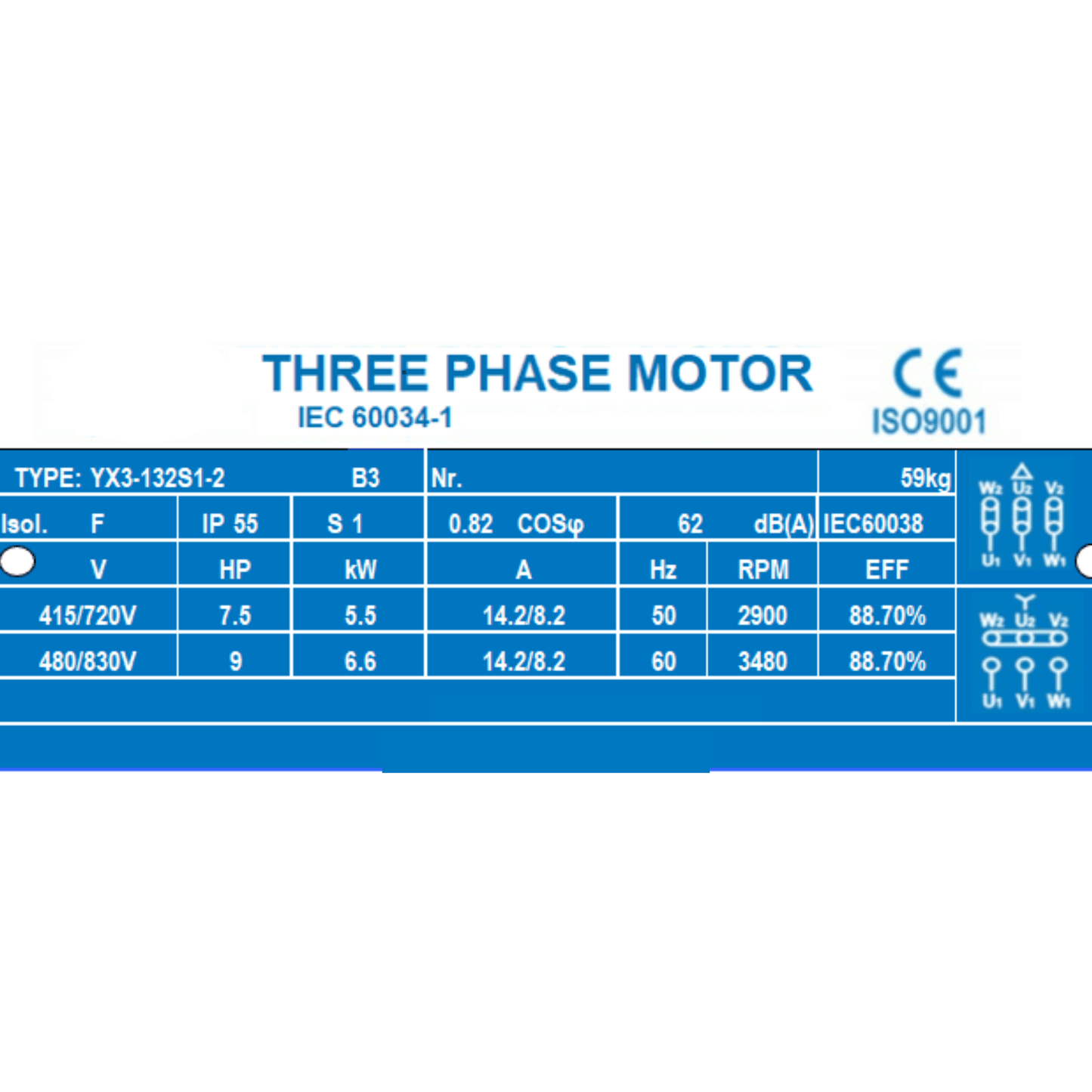 5.5kW 7HP 2800RPM 3-Phase Electric Motor for Mixers Car Hoists