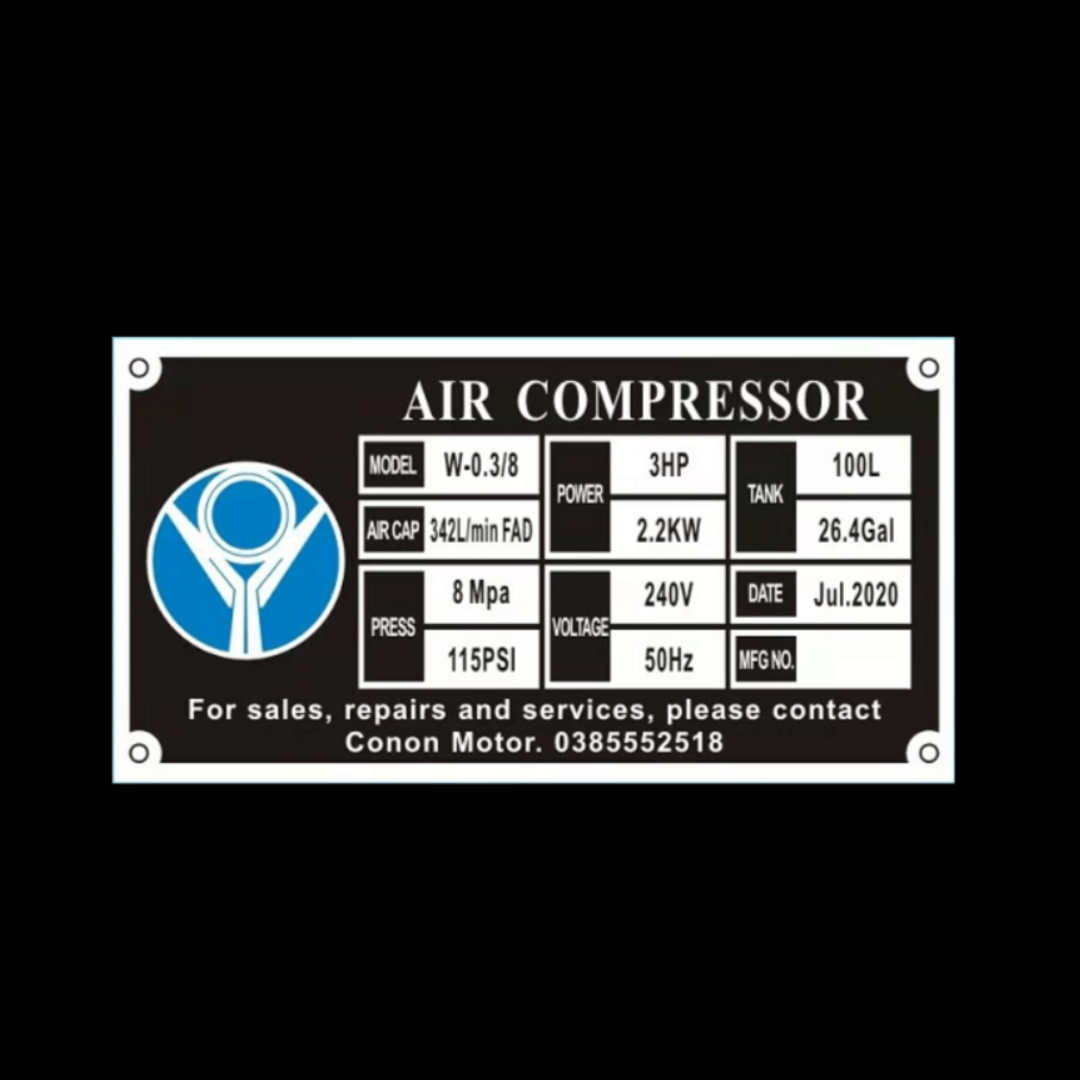240V 12CFM 100L Tank Air Compressor 2.2KW/3HP 120PSI Single Piston for Heavy Duty Use