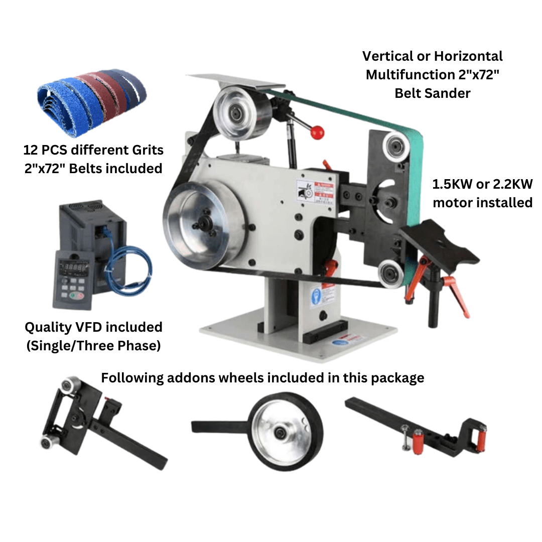2.2KW 2″ x 72″ Belt Sander Grinder Linisher Full Chassis for Precision Grinding and Sanding