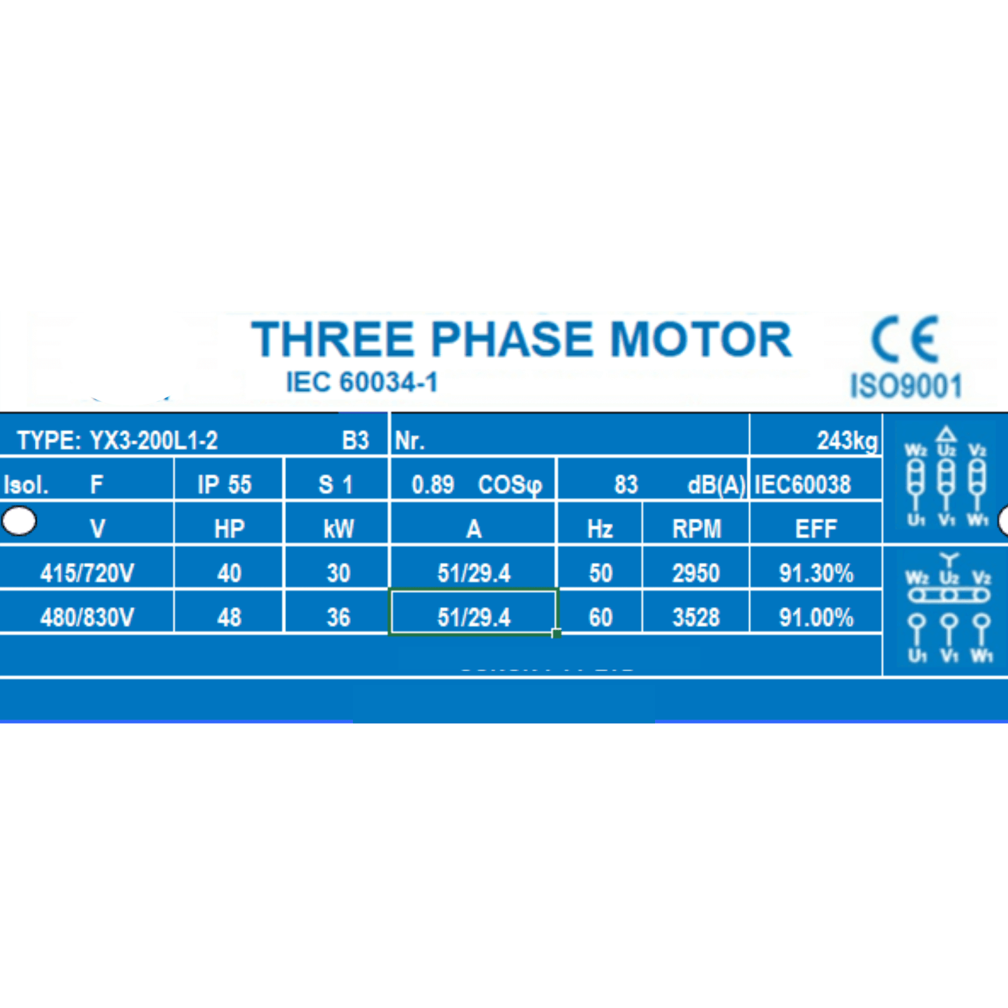 30kW 2-Pole 3-Phase Induction Motor 40HP 2800RPM