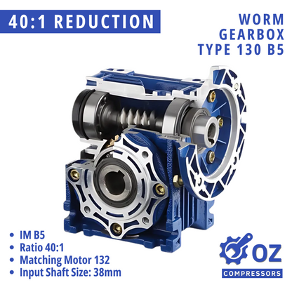 40:1 Speed Reducer Worm Drive Gearbox 38mm x 45mm Shaft B5 132 Flange