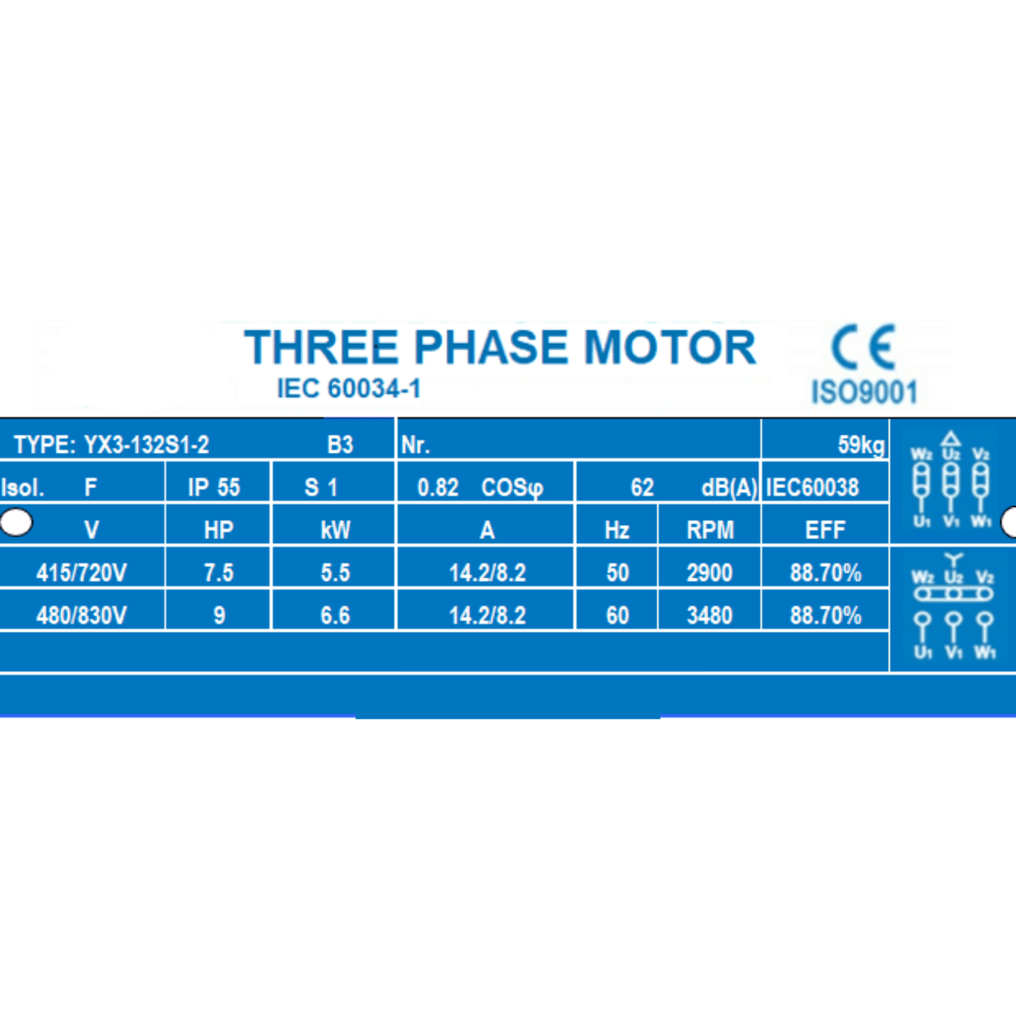 5.5kW 7HP 2800RPM 3-Phase Electric Motor for Mixers Car Hoists