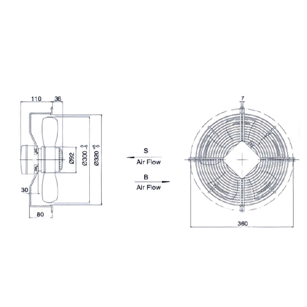 350mm Axial Fan 1Phase 240V 1380rpm 4 Pole Evaporate Refrigerate
