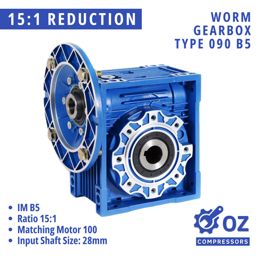 Durable Worm Drive Gearbox NMRV090 15:1 Ratio B5 Flange 28mm Input Shaft