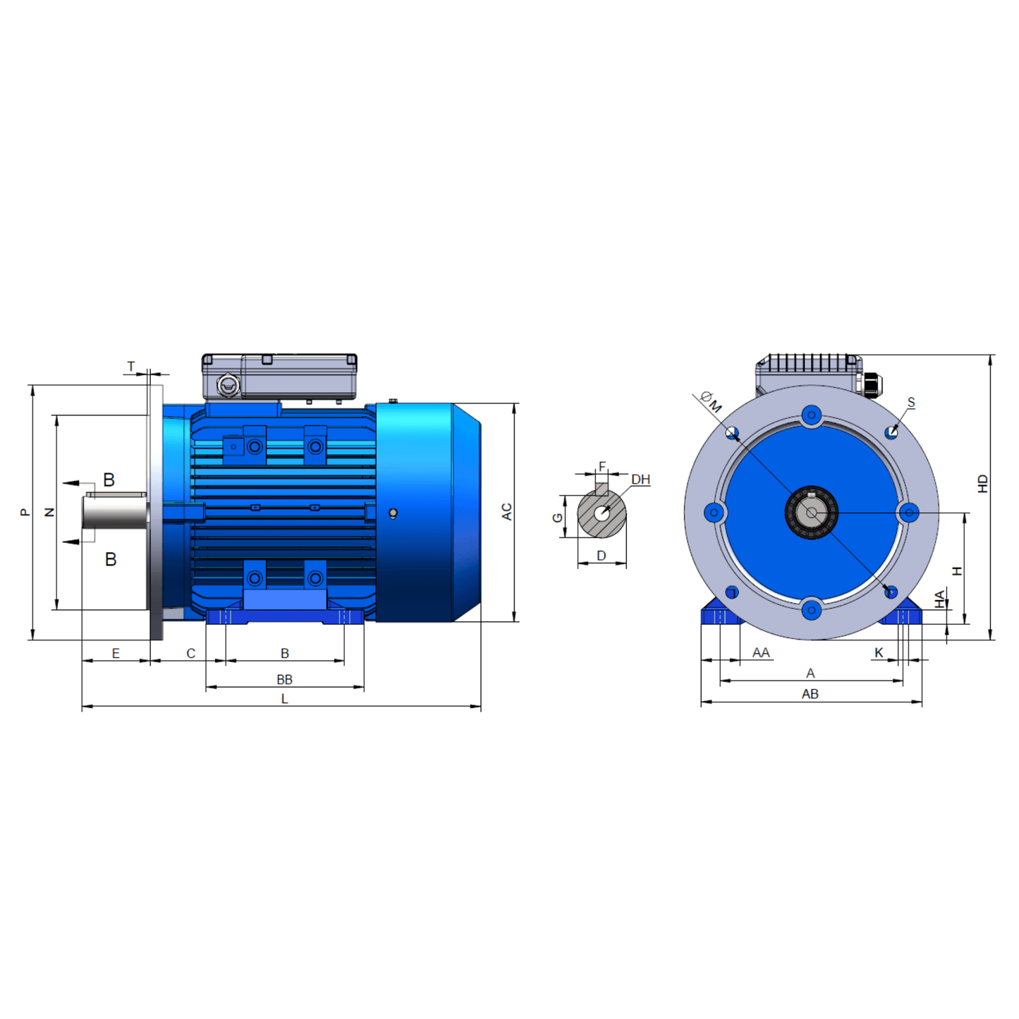 B5 Flange 0.75kW 1HP 1400RPM Electric Motor Single Phase 19mm Shaft for Cement Mixer