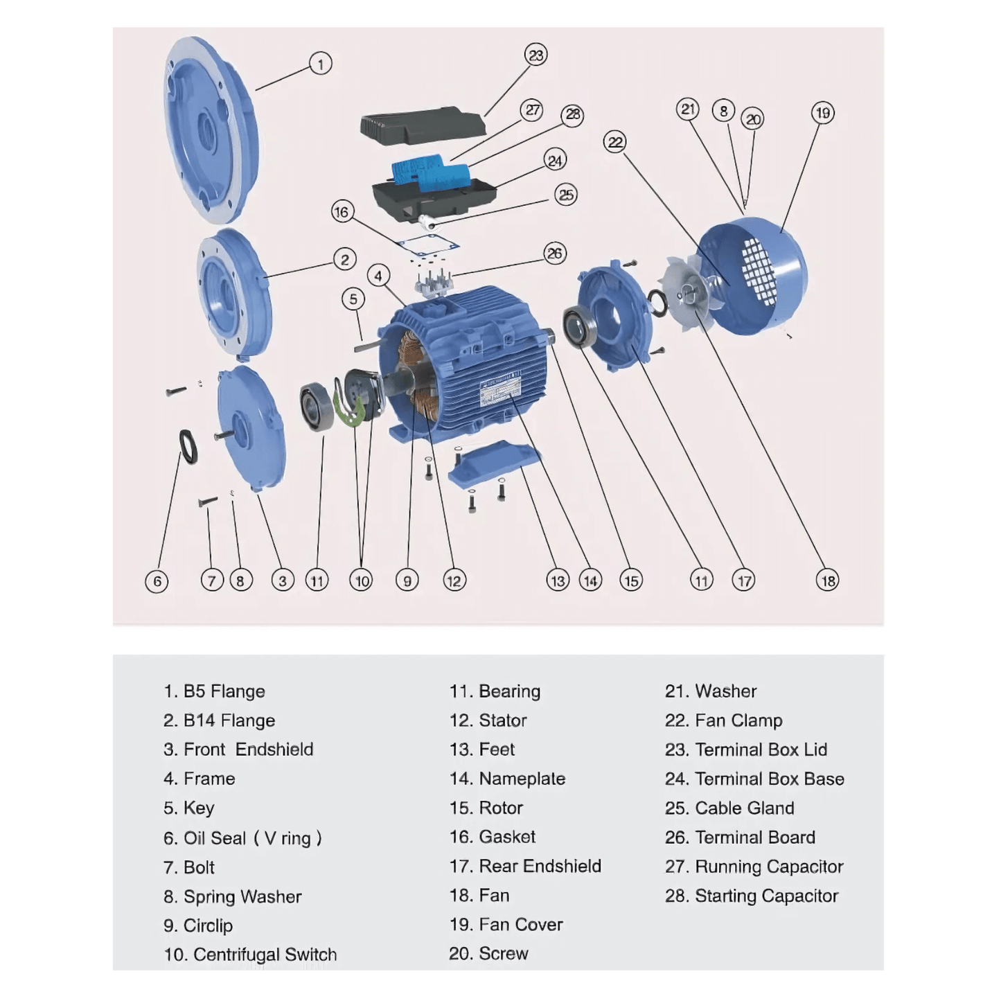 5.5kW 7HP Electric Motor Single Phase 240V 1400RPM 38mm Shaft