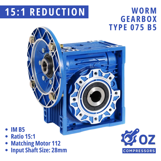 Heavy Duty Worm Drive Gearbox NMRV075 15:1 Ratio B5 Flange 28mm Input Shaft