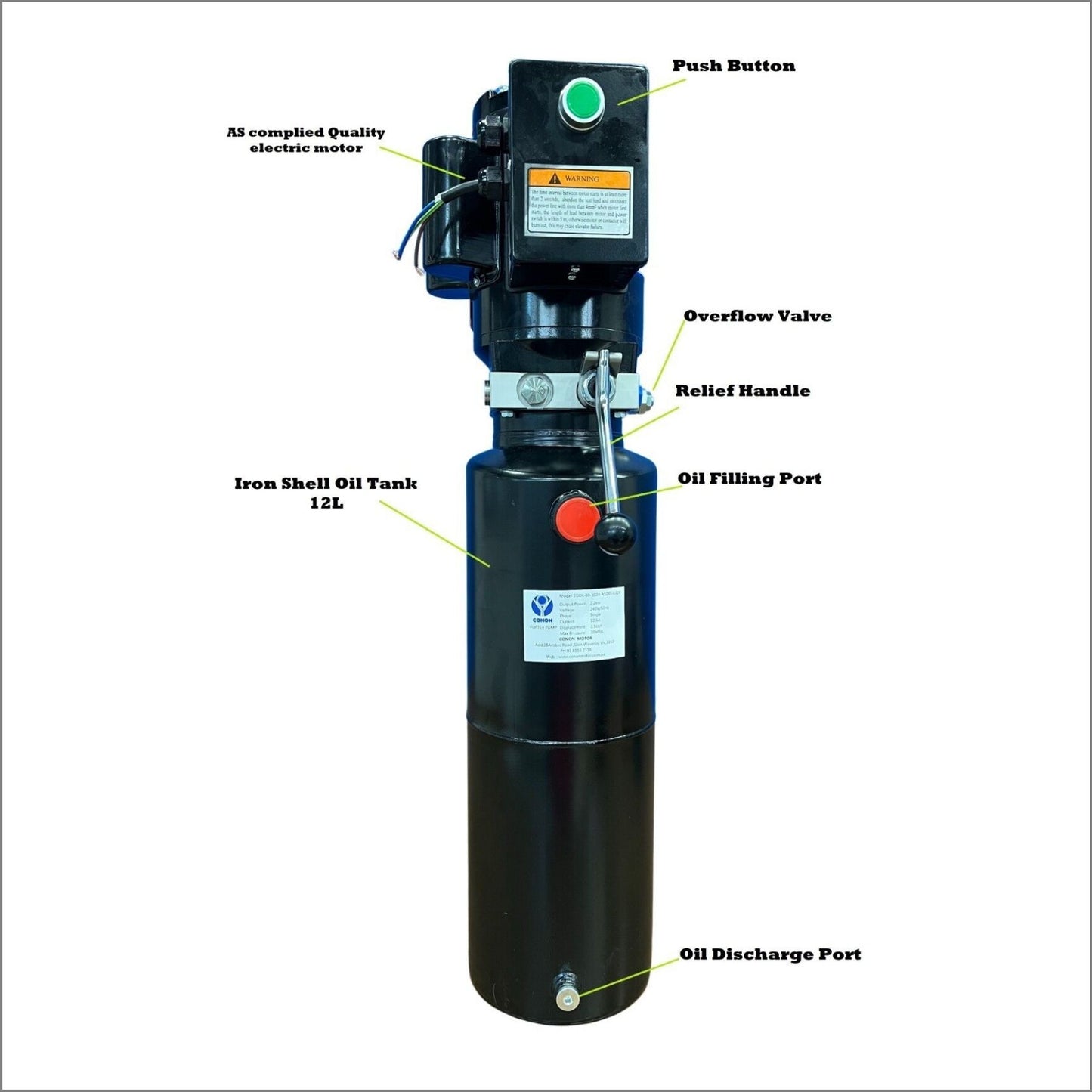 12L Hydraulic Power Unit Auto Lifts Cast Iron Pump Vehicle Car Hoist Lift