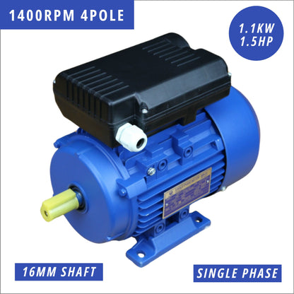 Single Phase 240v Dual Caps Lathe Pres 1.1kw 1.5HP 1400rpm 5/8" 16mm Shaft Motor