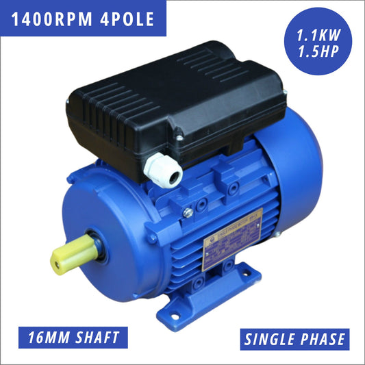 Single Phase 240v Dual Caps Lathe Pres 1.1kw 1.5HP 1400rpm 5/8" 16mm Shaft Motor