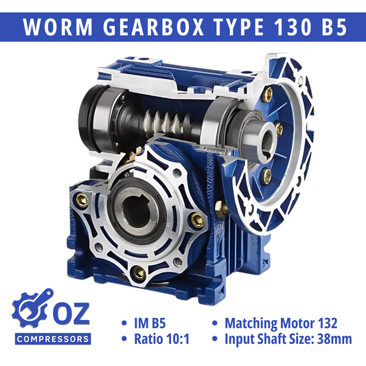 Worm Drive Gearbox 10:1 Ratio 38mm Input Shaft with B5 Flange Speed Reducer
